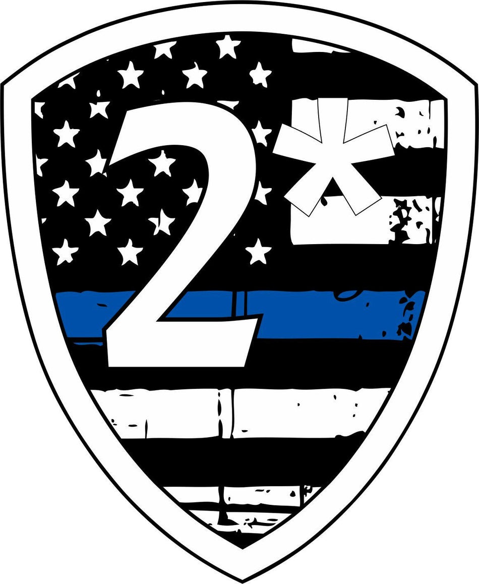 Thin Blue line Tattered 2 Asterisk K9 Decal - Various Sizes Free Shipping - Powercall Sirens LLC