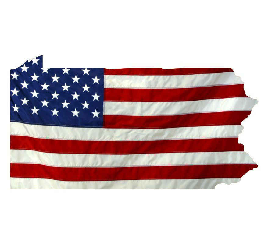 State of Pennsylvania Realistic American Flag Window Decal - Various Sizes - Powercall Sirens LLC