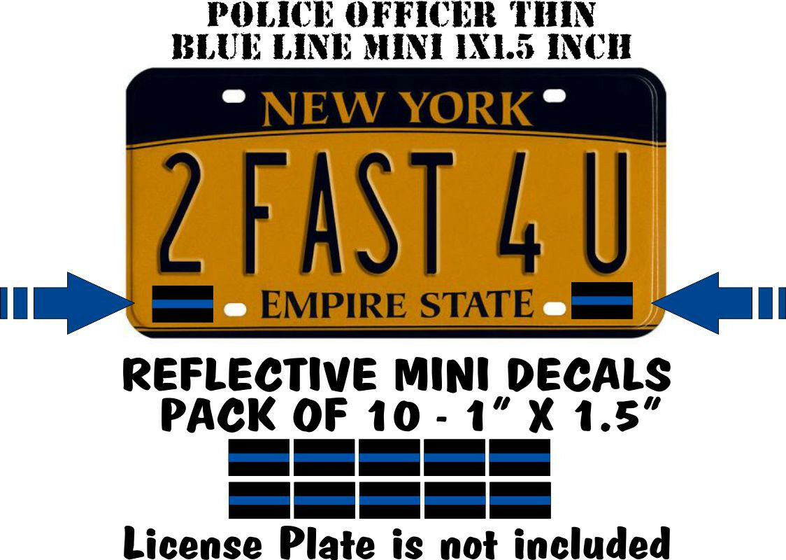 10 PACK THIN BLUE LINE License Plate Decals - Powercall Sirens LLC