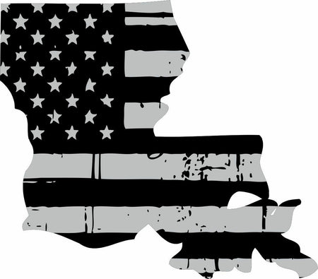 State of Louisiana Tattered Black/Gray Flag exterior window decal - Various Size - Powercall Sirens LLC