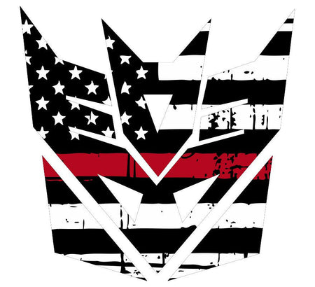 Thin Red line decal - Decepticon Transformers Tattered Flag Decal-Various Sizes - Powercall Sirens LLC