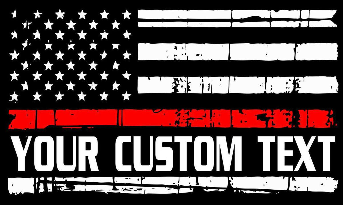 Thin Red Line Decal with your custom phrase or text - Reflective Exterior Decal - Powercall Sirens LLC