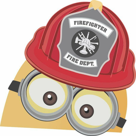 Minion Decal - Firefighter Minion with Helmet Exterior Decal - Various Sizes - Powercall Sirens LLC