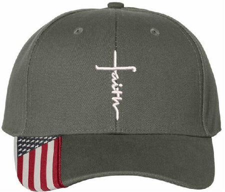 Faith Hat - Embroidered USA300 Adjustable hat w/ flag brim Faith Jesus Christ - Powercall Sirens LLC