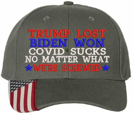 Joe Biden Won Trump Lost WE'RE SCREWED Adjustable USA300 Embroidered Hat CAP - Powercall Sirens LLC