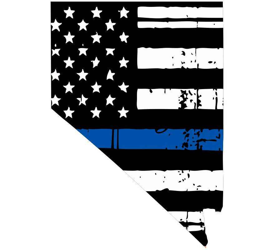 Thin Blue line decal - State of Nevada Tattered Flag Decal - Various Sizes - Powercall Sirens LLC