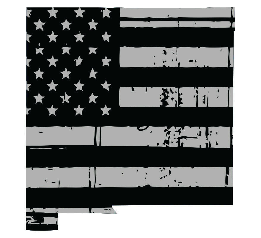 Tattered USA Flag Black/Gray window decal - State of New Mexico various sizes - Powercall Sirens LLC
