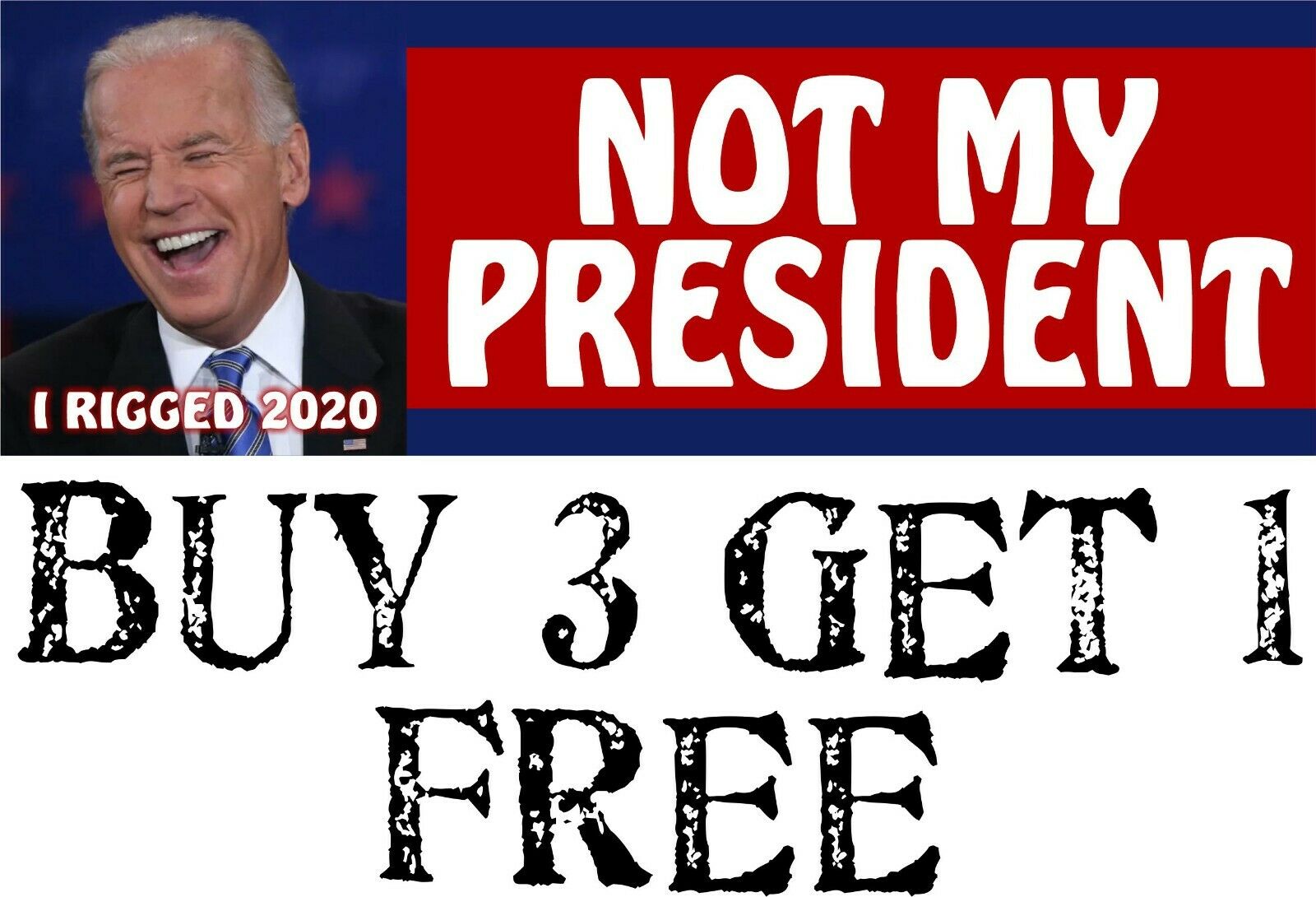 NOT MY PRESIDENT Bumper Sticker - I Rigged 2020 Design PRO TRUMP 8.7" X 3" - Powercall Sirens LLC