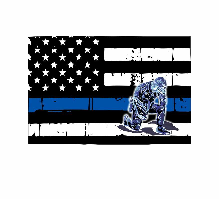 Thin Blue line decal - State of Colorado Kneeling Officer Decal - Various Sizes - Powercall Sirens LLC