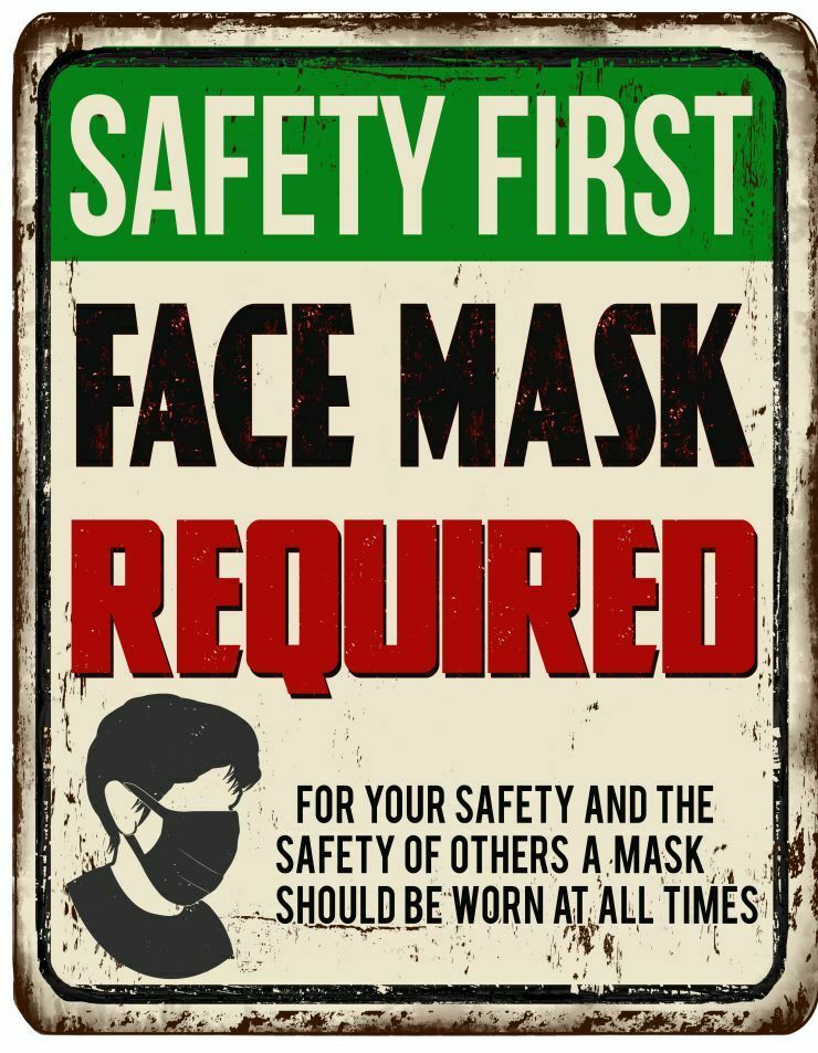 Warning Face Mask SAFETY FIRST WINDOW STICKER 7" X 5" UV Laminated Window Decal - Powercall Sirens LLC