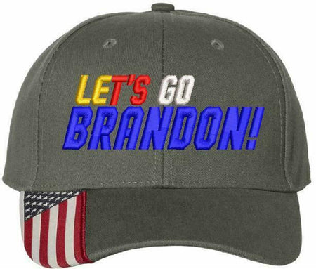 Let's Go Brandon Racing Stripes Embroidered Adjustable USA300 Hat, FJB JOE BIDEN - Powercall Sirens LLC