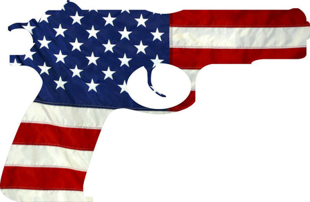American Flag Pistol USA Gun Protection Rights 2nd Amendment Decal 5" Wide - Powercall Sirens LLC