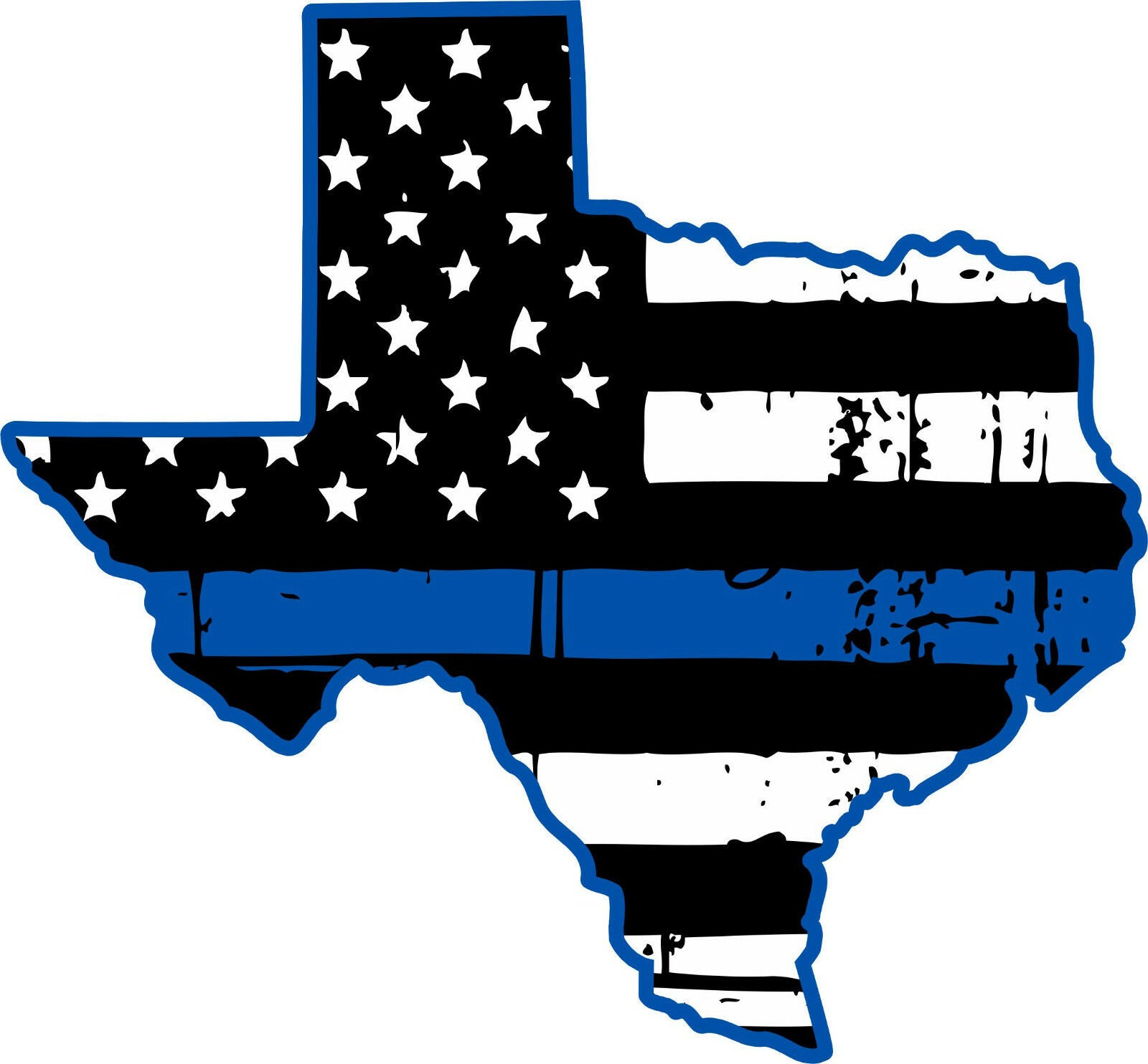 Texas Blue Outline Tattered Flag - Various Sizes - Powercall Sirens LLC