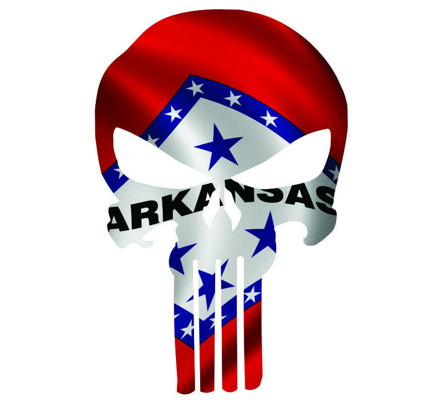 Punisher Decal State of Arkansas Flag Vinyl Decal - Various Sizes, ships free - Powercall Sirens LLC