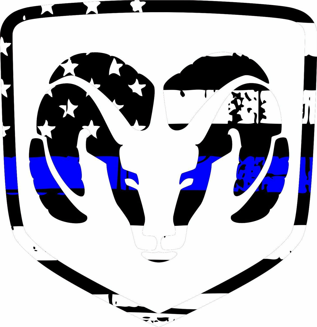 Thin Blue Line Decal-USA R*m Tattered Flag Blue Line Decal Various Sizes - Powercall Sirens LLC