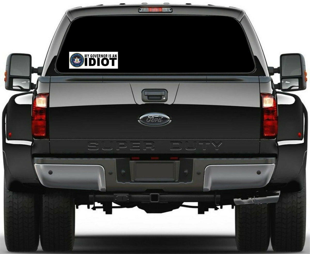 My governor is an idiot bumper sticker - State of UTAH Version - 8.7" x 3" - Powercall Sirens LLC