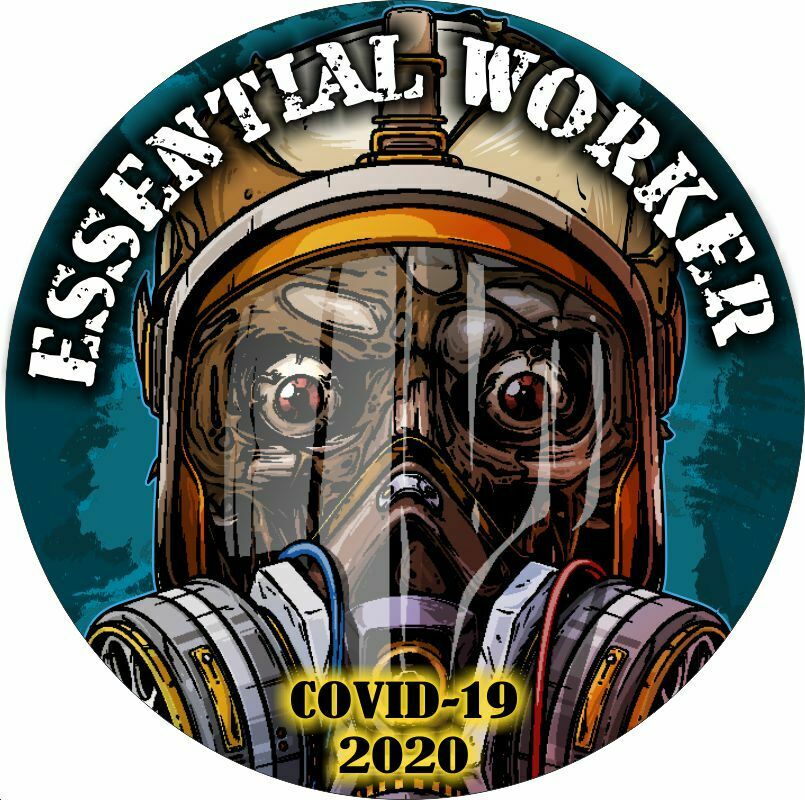 Essential Worker Sticker - Skull Danger Mask Skull Decal - Various Sizes - Powercall Sirens LLC