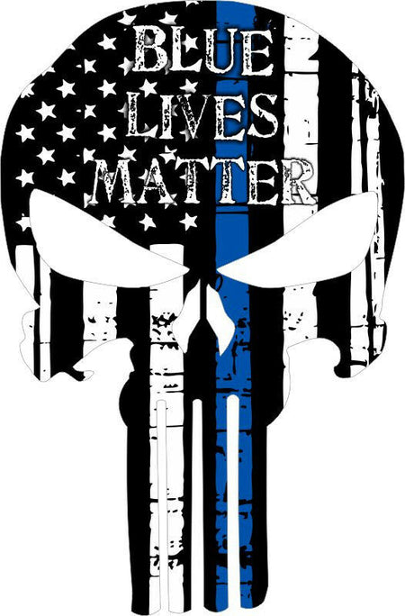 Punisher Skull American Flag Police BLUE LIVES MATTER decal - Various Sizes - Powercall Sirens LLC