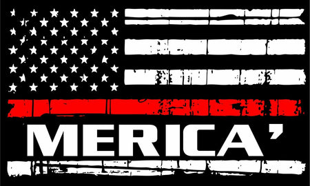 Thin Red Line Firefighter decal MERICA Exterior Window Decal - Various Sizes - Powercall Sirens LLC