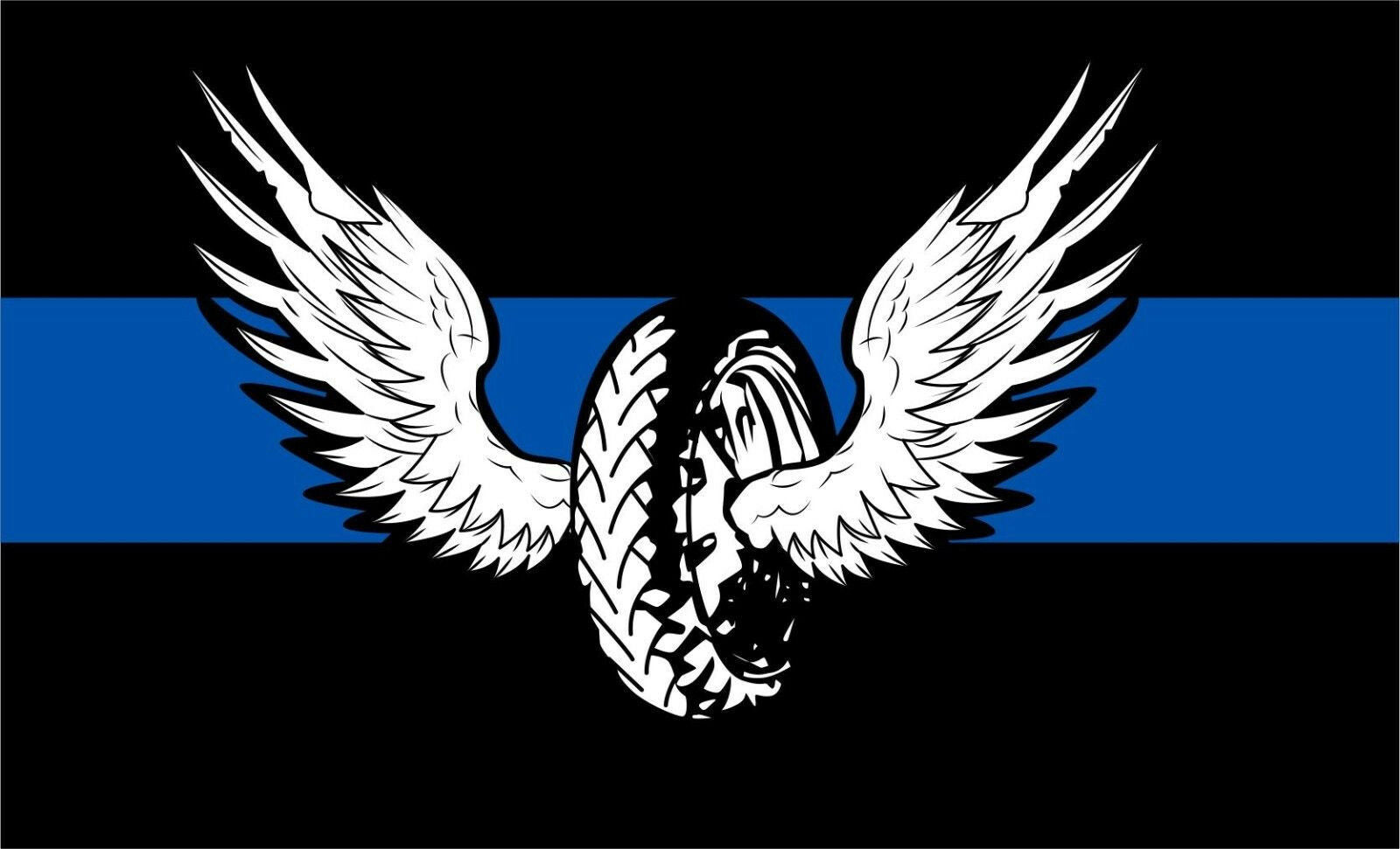 Thin Blue Line Decal -Forward Facing Motorcycle with wings REFLECTIVE  free Ship - Powercall Sirens LLC