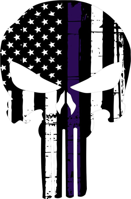 Punisher Skull American Flag Police Purple Line Decal - Graphic Various Sizes - Powercall Sirens LLC