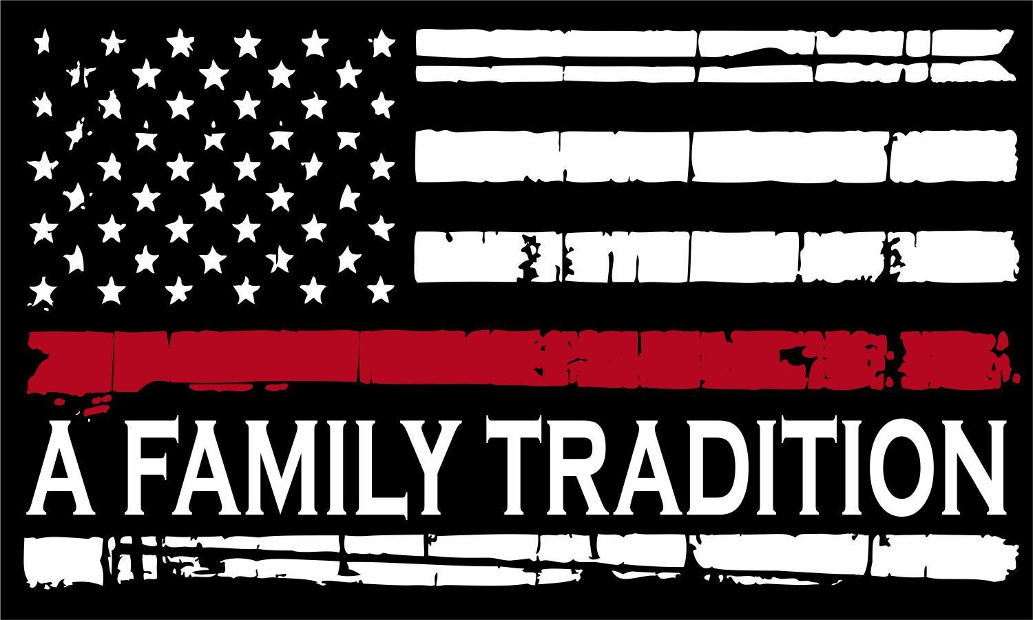 Thin Red Line Decal -Tattered Flag Firefighter Decal Family Tradition Reflective - Powercall Sirens LLC