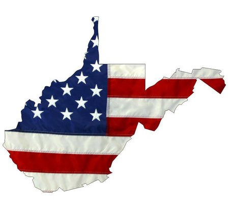 State of West Virginia Realistic American Flag Window Decal - Various Sizes - Powercall Sirens LLC