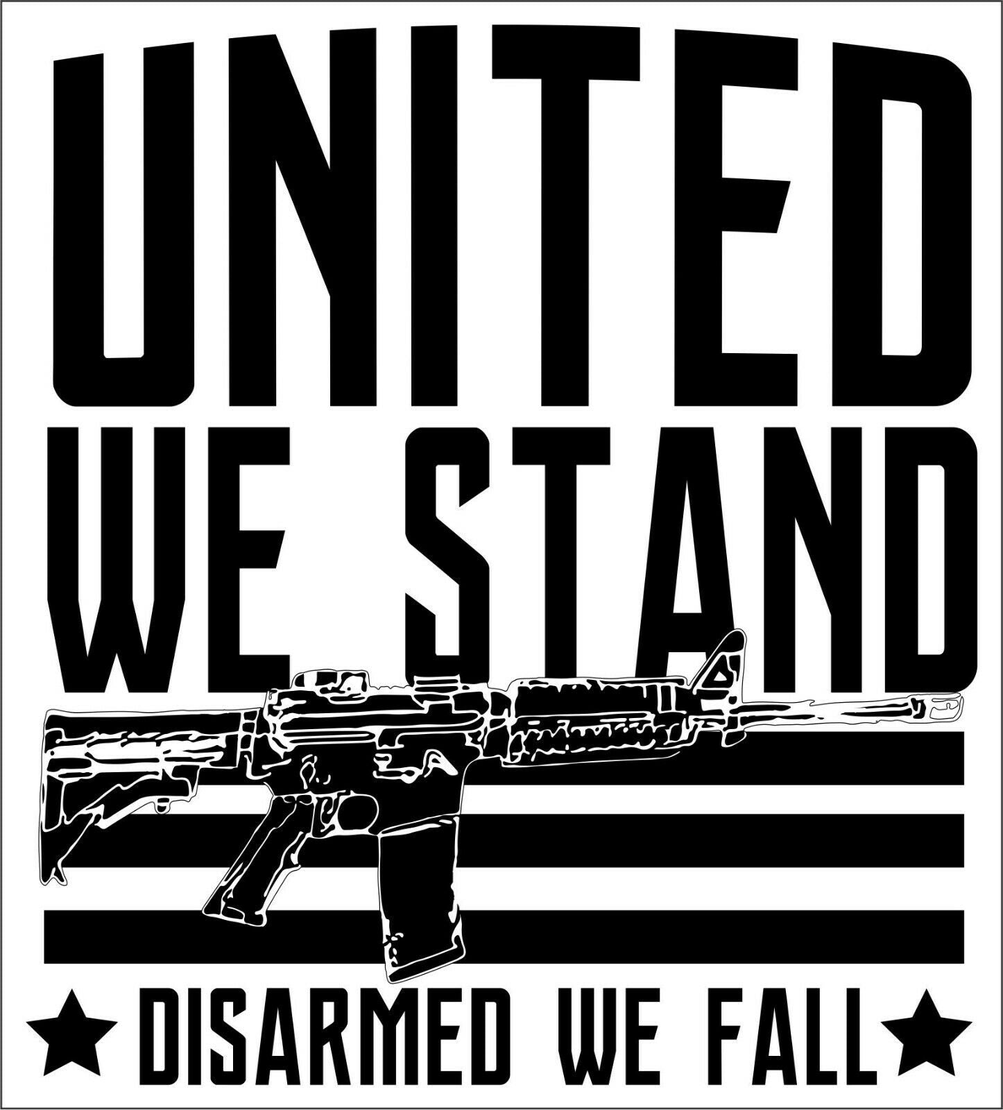 United we stand, DISARMED we fall Bumper Sticker - 6" x 6" 2nd Amendment Decal - Powercall Sirens LLC
