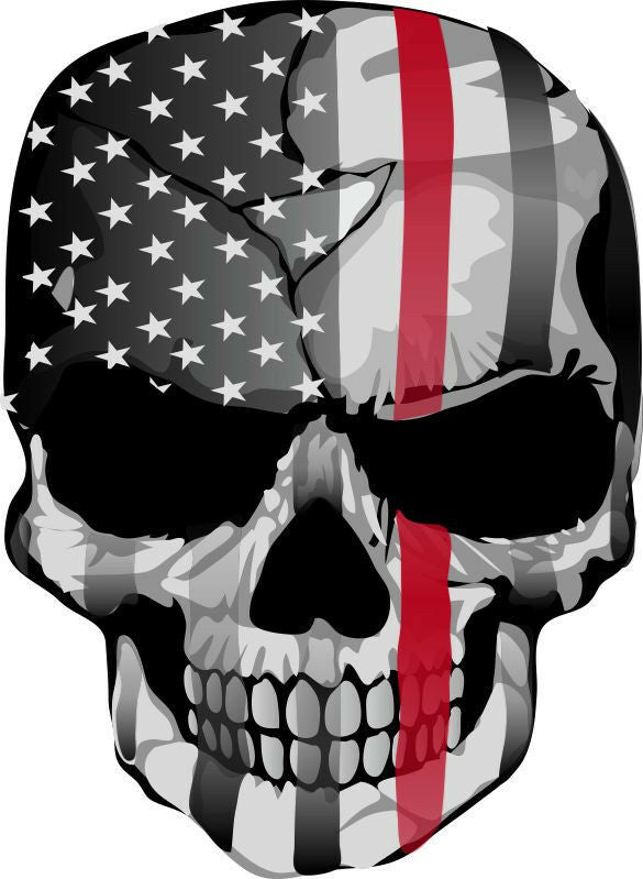Thin Red Line Decal - Punisher American Flag Firefighter Red Line Decal - Powercall Sirens LLC