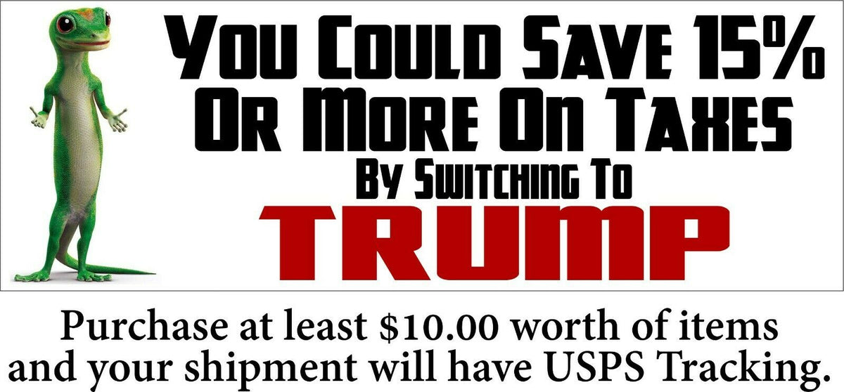Donald Trump Bumper Sticker "Save 15% By Switching to Trump" 8.6" x 3" Sticker - Powercall Sirens LLC