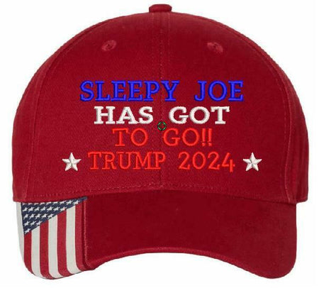 Sleep Joe Has Got to Go Trump 2024 Embroidered USA300 Hat with Flag Brim - Powercall Sirens LLC