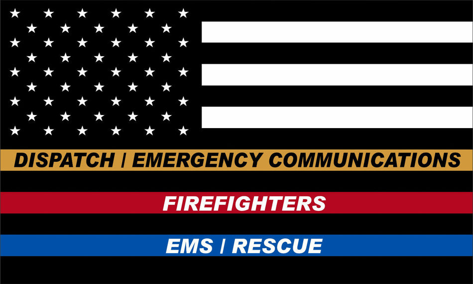 Thin Blue Line Decal - Dispatch Firefighter EMS Rescue Reflective Flag Decal - Powercall Sirens LLC