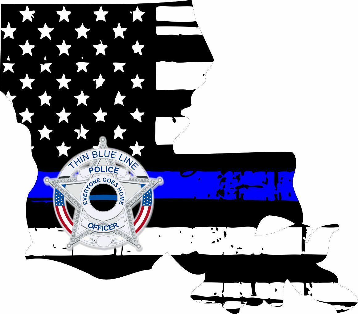 Thin Blue line decal - State of Louisiana POLICE BLUE STAR Decal - Various Sizes - Powercall Sirens LLC