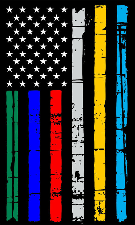 Thin Red Line Blue Line Fire, Police, Military, Dispatch Corrections decal - Powercall Sirens LLC