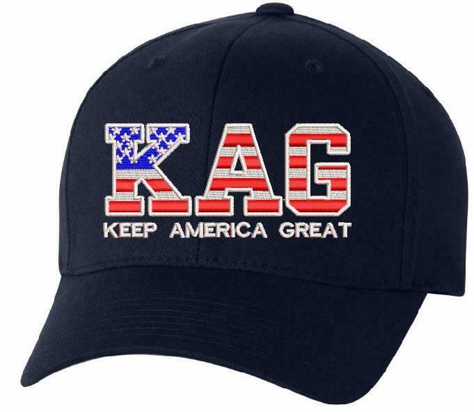 Keep America Great USA Trump KAG Flex fit Embroidered hat with BACK USA FLAG - Powercall Sirens LLC