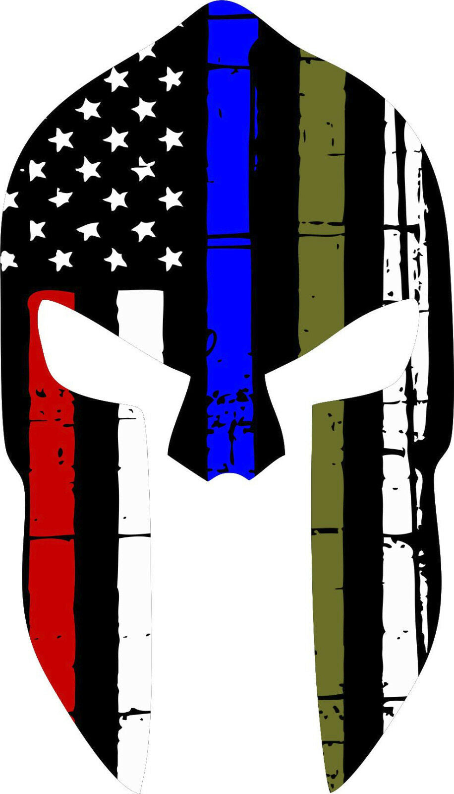 Thin Blue Line Thin Red Line Military Drab Spartan Flag Window Helmet Decal - Powercall Sirens LLC