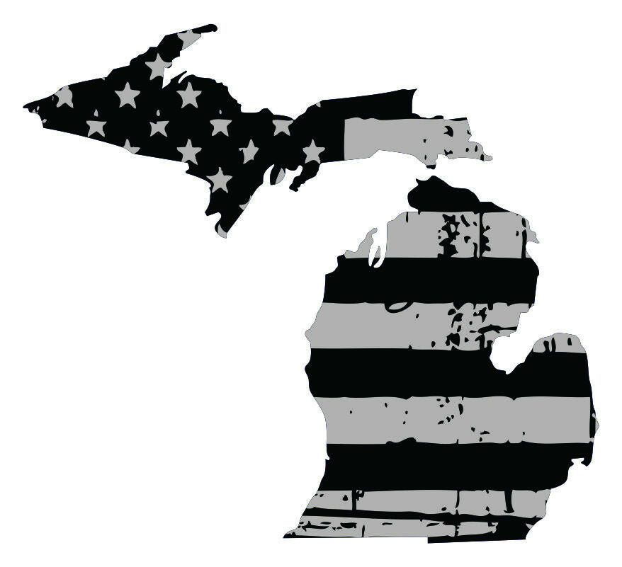 State of Michigan Black/Gray Tattered Decal - Powercall Sirens LLC