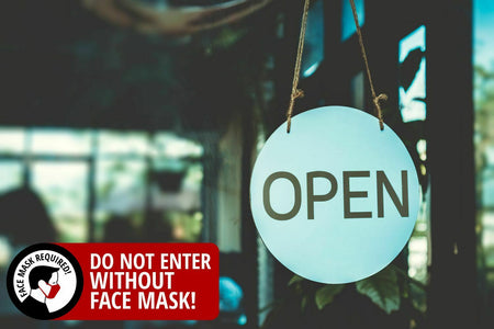 Warning Face Mask Required DO NOT ENTER W/O 8" x 3" UV Laminated Window Decal - Powercall Sirens LLC