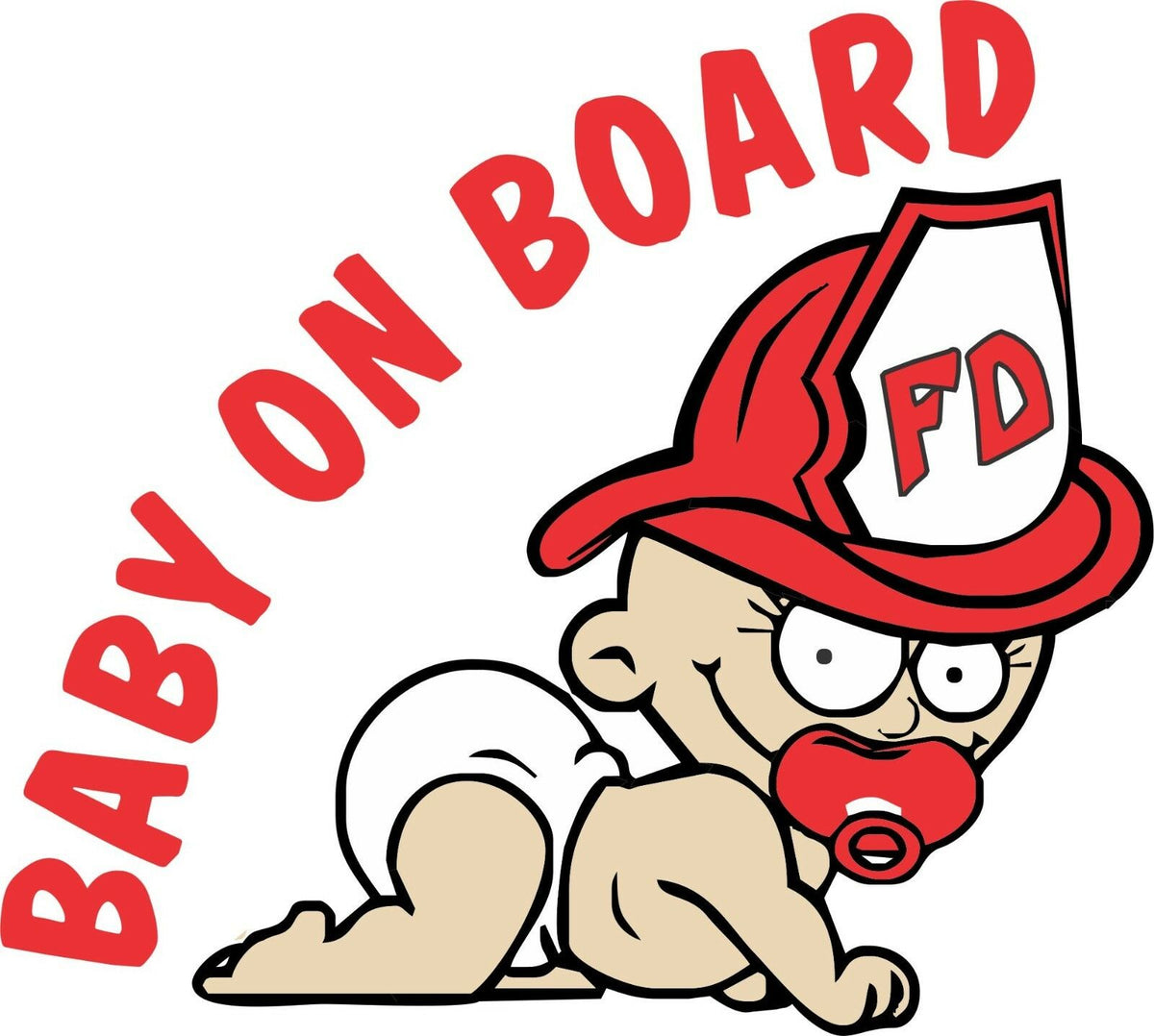 Baby On Board- Firefighter Baby 6" Decal Sticker - Multiple Colors Available - Powercall Sirens LLC