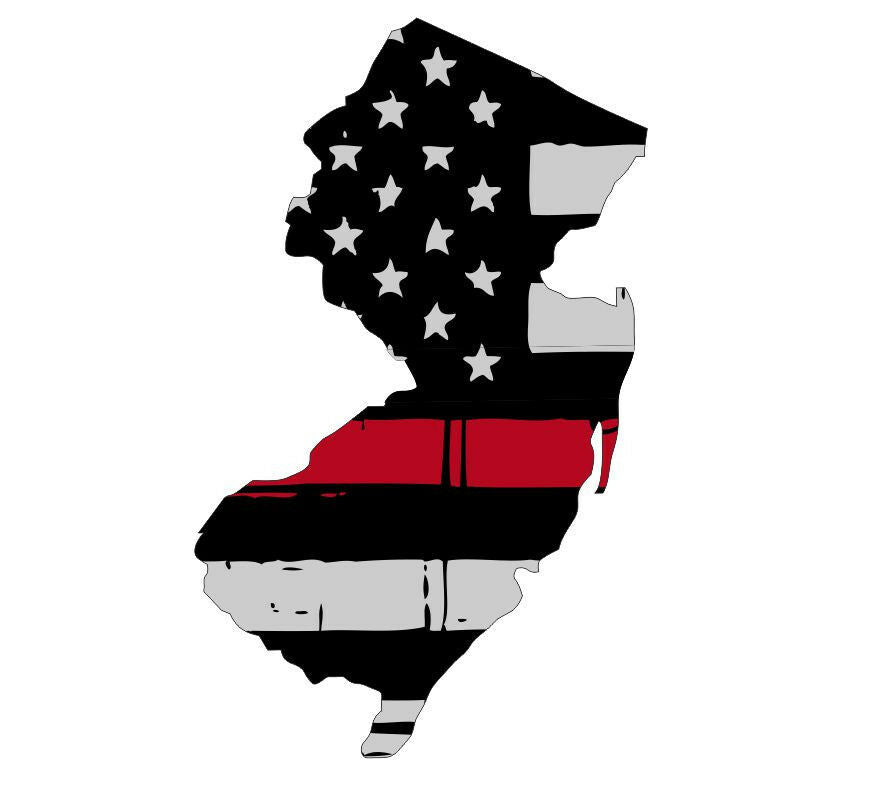 Thin Red Line decal - State of New Jersey Tattered Flag - Various Sizes - Powercall Sirens LLC