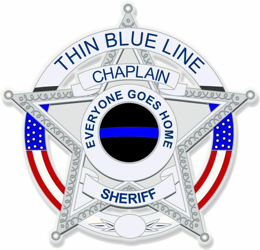 Thin Blue Line CHAPLAIN SHERIFF Badge Diamond Style Exterior Window Decal Police - Powercall Sirens LLC