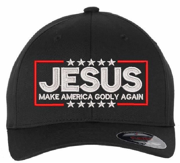 Jesus Make America Godly Again Flex Fit Embroidered Hat - Various Sizes