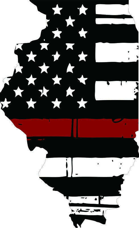 Thin Red line decal - State of Illinois Tattered Flag Decal - Various Sizes - Powercall Sirens LLC