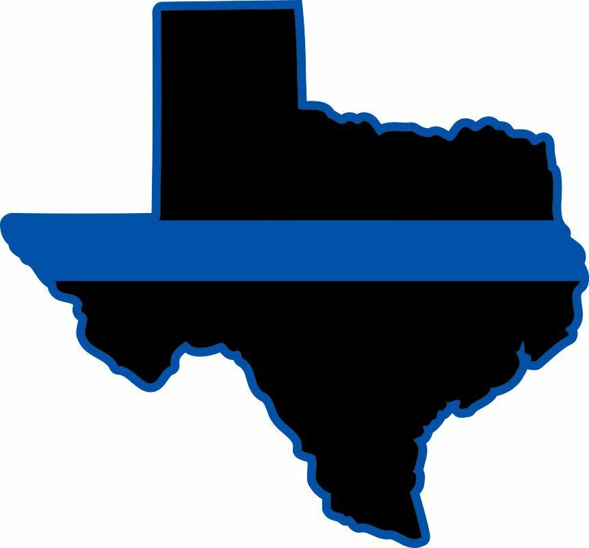 Thin Blue Line State of Texas BLUE OUTLINE 4" x 4.3" REFLECTIVE DECAL - Powercall Sirens LLC