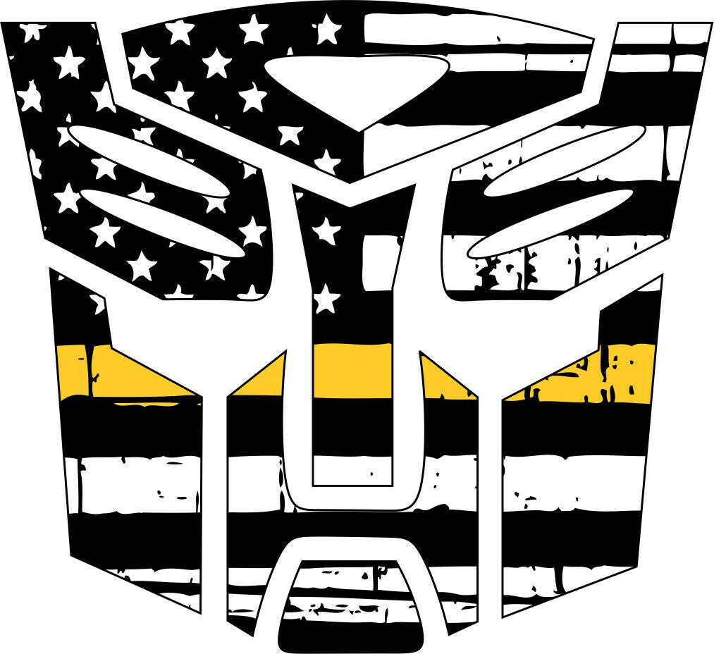 Thin yellow line decal - Transformer Autobot yellow Line Decal in many sizes - Powercall Sirens LLC