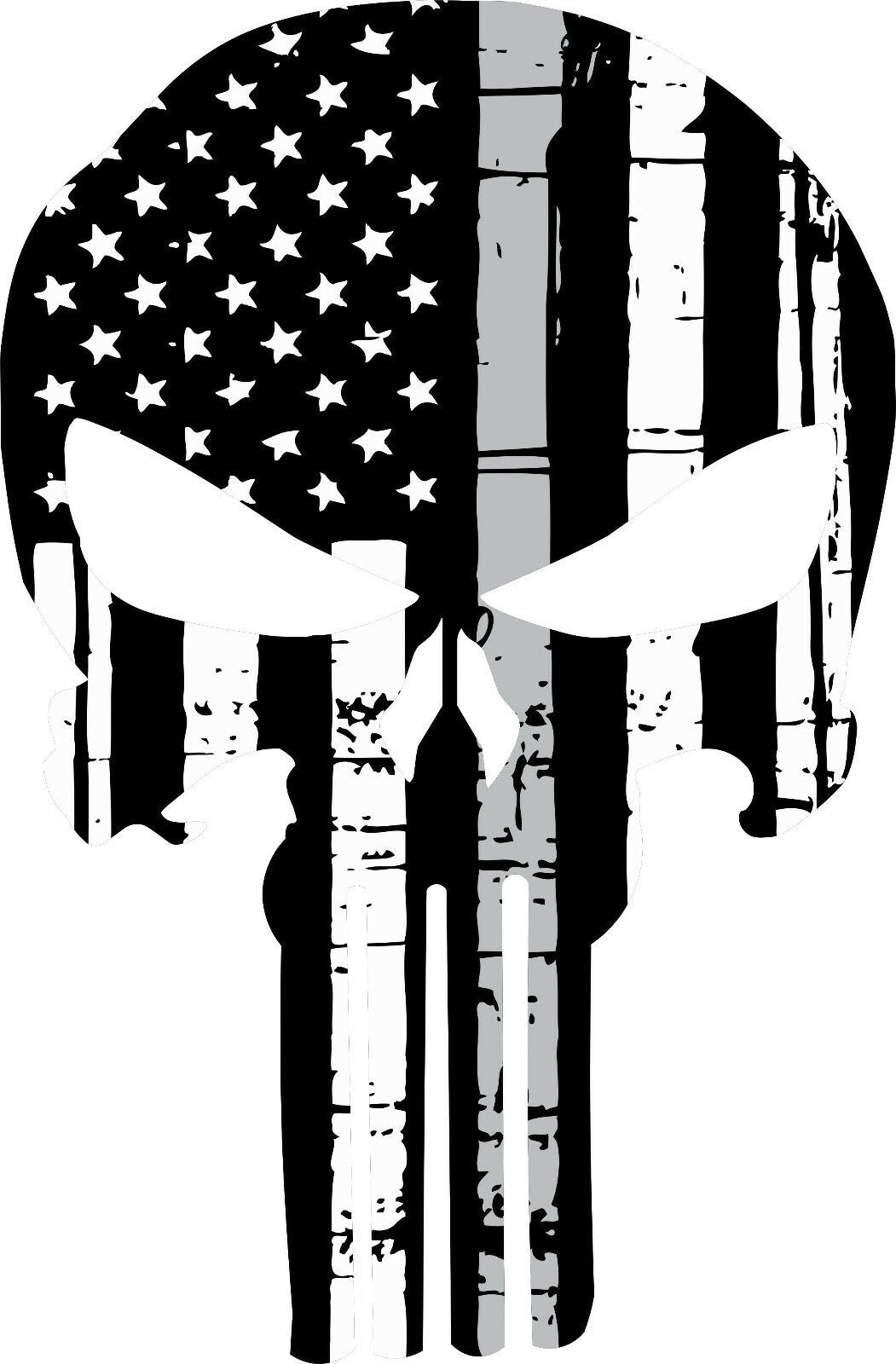 Punisher Skull American Flag Police SILVER CORRECTIONS Decal Various Sizes - Powercall Sirens LLC