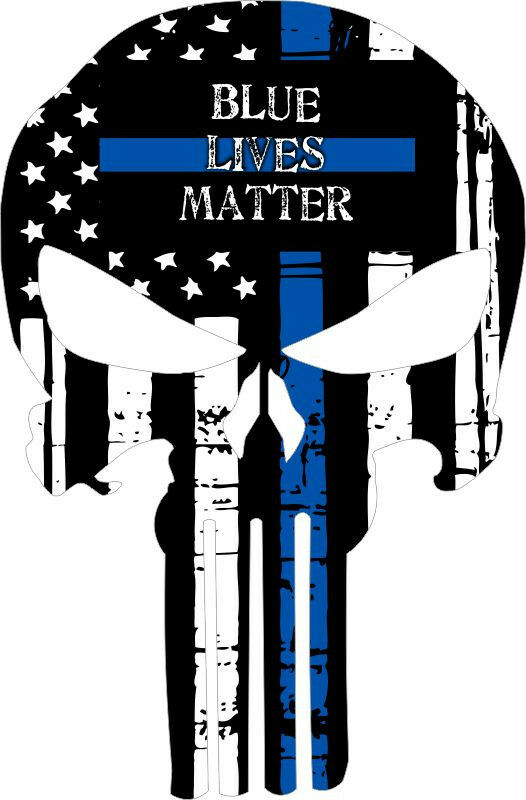 Punisher Skull American Flag Police BLUE LINE Lives MATTER decal - Various Sizes - Powercall Sirens LLC