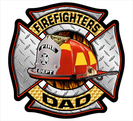 Firefighter Window Decal - Firefighters Dad Maltese cross decal - Various Sizes - Powercall Sirens LLC