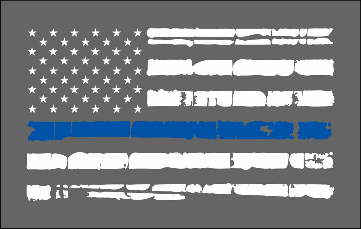 Thin Blue Line USA Flag Decal Die Cut, No backgrounds, Various Sizes available - Powercall Sirens LLC