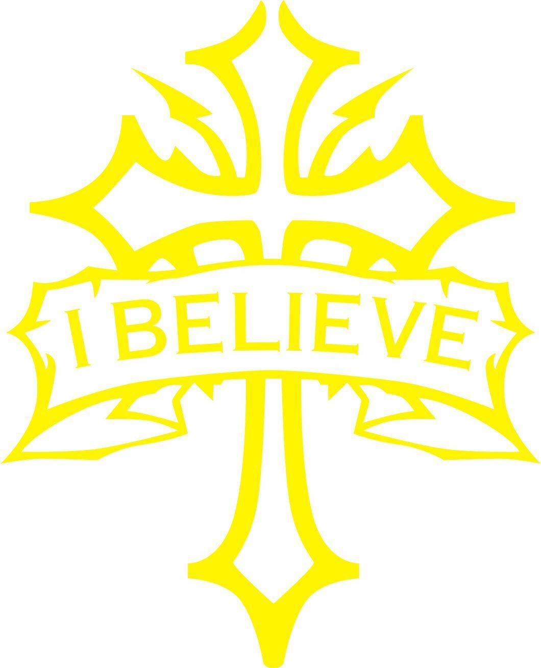 Religious Decal Christian Cross I Believe Exterior Window Various Size and Color - Powercall Sirens LLC